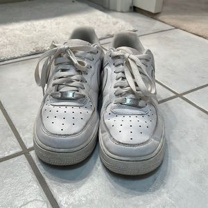 Nike White Air Force ones low cut - womens size 8